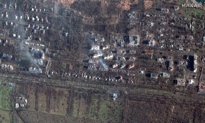 Спутниковые снимки Бахмута летом 2022 года и сейчас 02