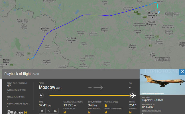 У Білорусь із Москви прилетіли два літаки ВПС Росії, - Flight Radar 02