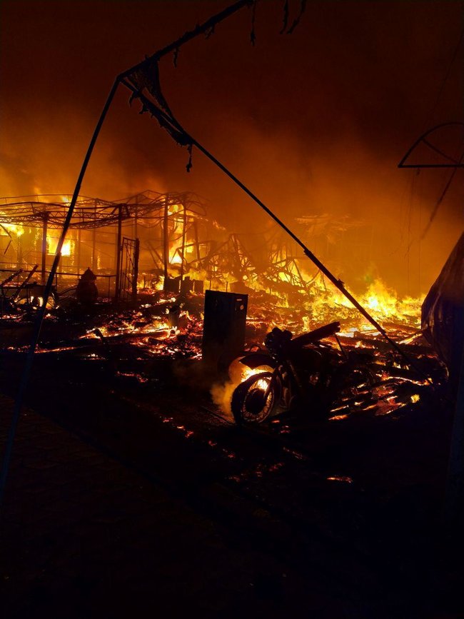 В курортной Затоке горели две базы отдыха: огонь охватил 500 квадратных метров, пострадал отдыхающий 02