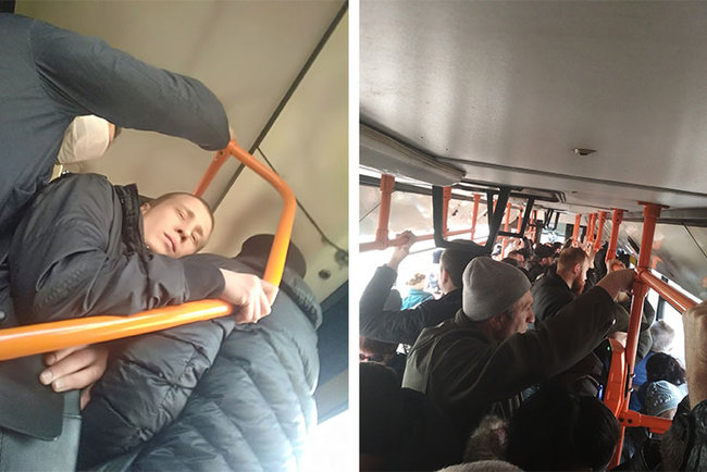 Киев без метро: очереди на остановках, переполненный транспорт и люди без масок 07