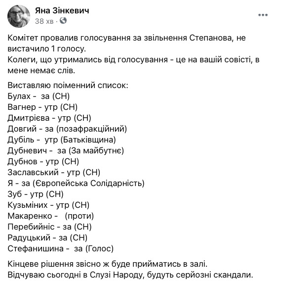 Кто из нардепов не поддержал отставку Степанова 01