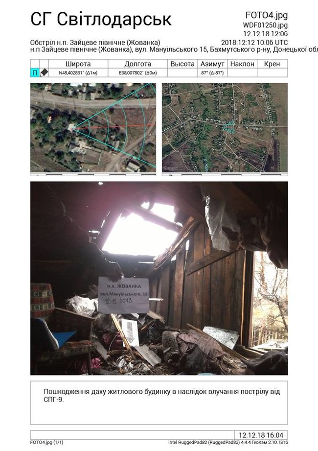 Российские наемники 9 декабря обстреляли дома мирных жителей Зайцевого, - украинская сторона СЦКК 04