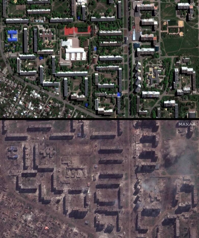 Як змінився Бахмут за рік - супутникові знімки 01