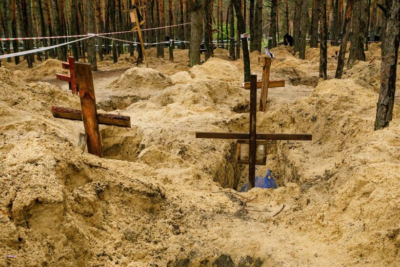 A total of 436 bodies were exhumed from the mass burial site in Izyum, Kharkiv Oblast, - OVA 09