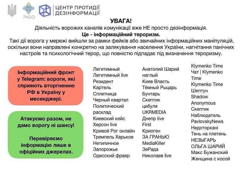 Опубліковано список Telegram-каналів, які поширюють фейкові новини про Україну 01