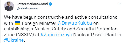 Начались консультации по созданию зоны ядерной безопасности вокруг Запорожской АЭС, - гендиректор МАГАТЭ Гросси 02